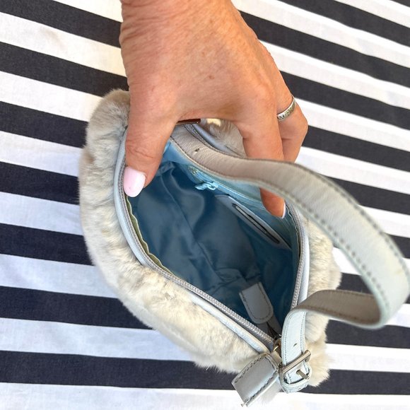 Made in Italy Genuine Blue Mink Fur Bag by Paola by PDL - Picture 7 of 10